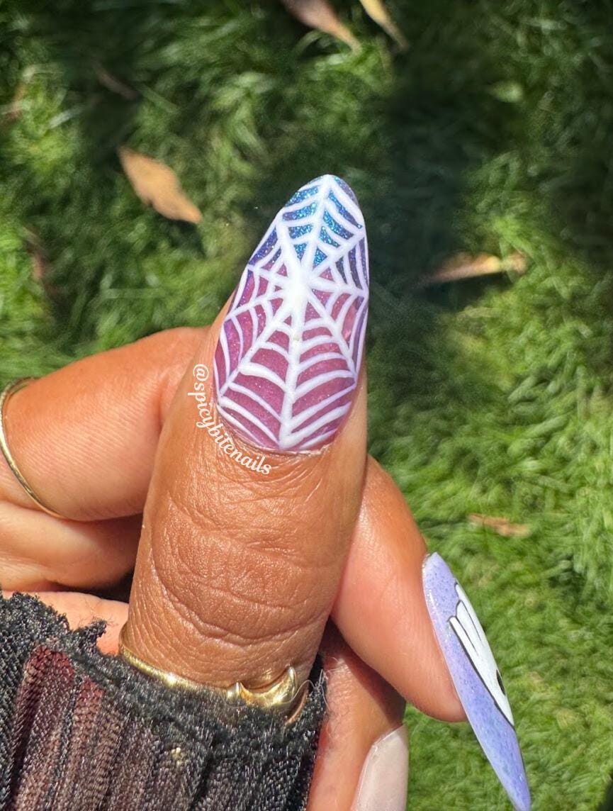 Ultraviolet Boo - Purple Ghost Glow-in-the-Dark Press-On Nail Extensions 10pcs