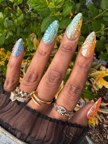 Jelly Beam - Rainbow Ombre 3D Blob Sheer Jelly Press-On Nail Extensions 10pcs