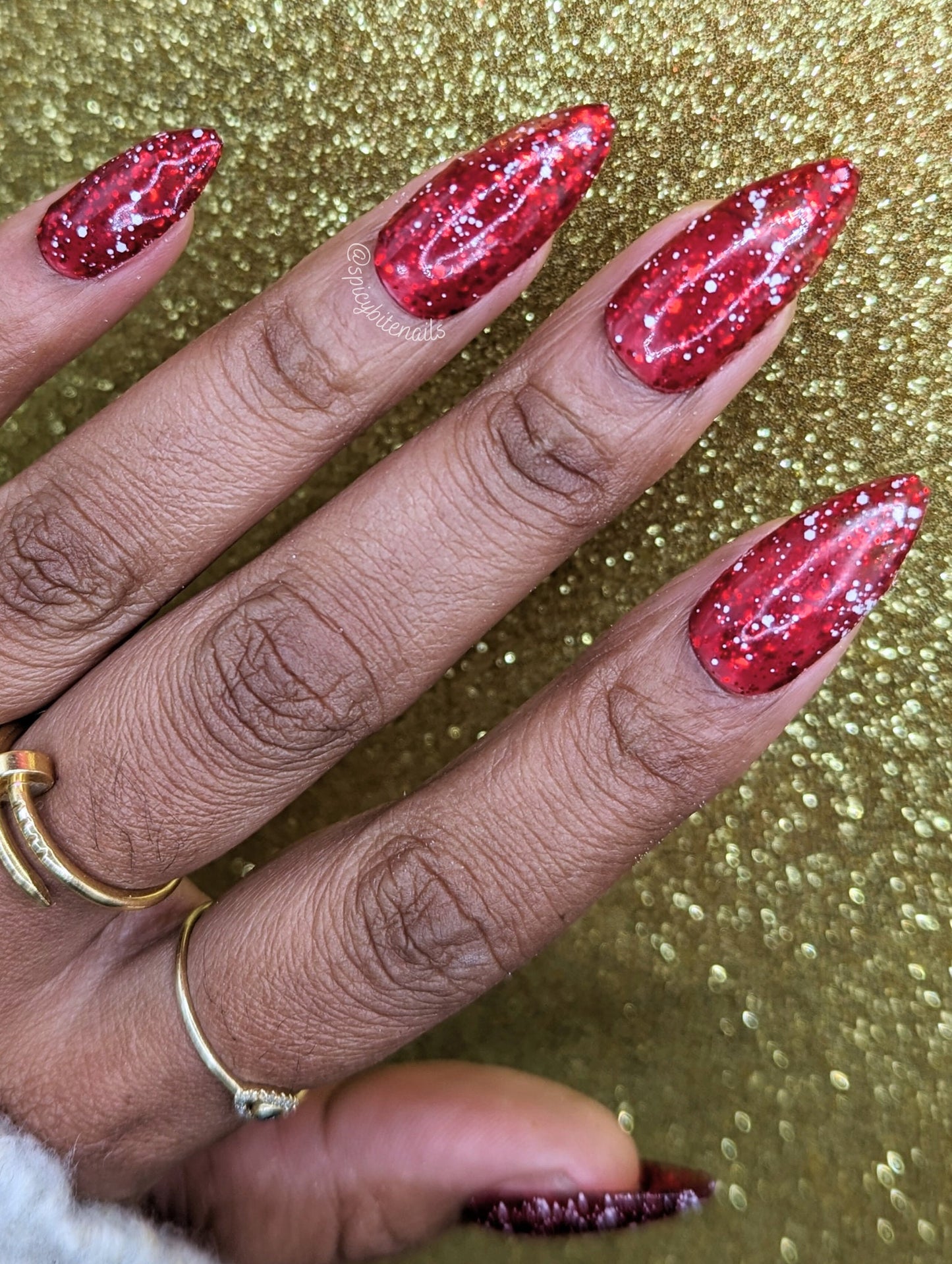 Santa Baby - Red and White Glitter Christmas False Press-On Nail Extensions 10pcs