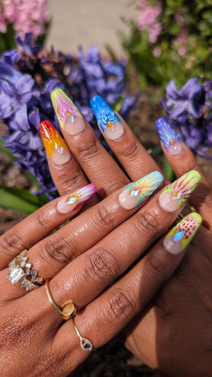 Orchid Oasis -  Orchid and Lily Flower 3D False Press-On Nail Extensions 10pcs