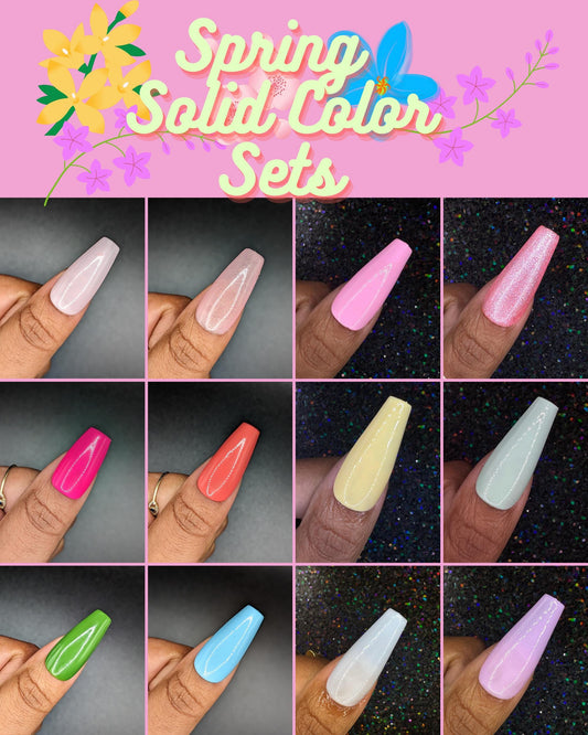 Spring Solid Color *Choose Your Color* - Hand-painted Reusable Press-On Nail Extensions 10 or 24 nails