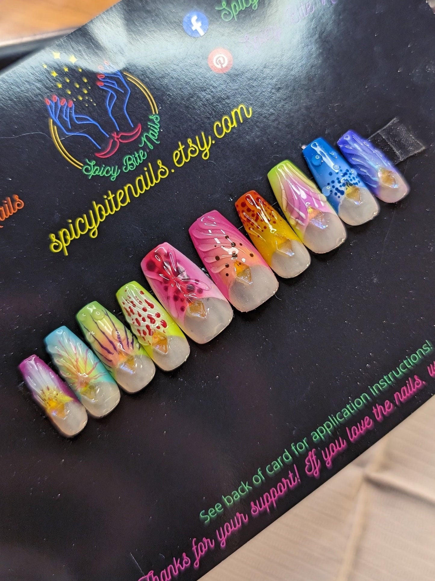 Orchid Oasis -  Orchid and Lily Flower 3D False Press-On Nail Extensions 10pcs