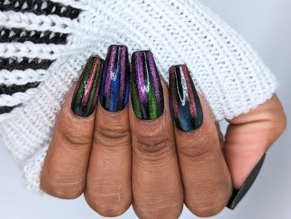 Fruit Stripe - Cat-Eye Rainbow Stripe False Press-On Nail Extensions 10pcs