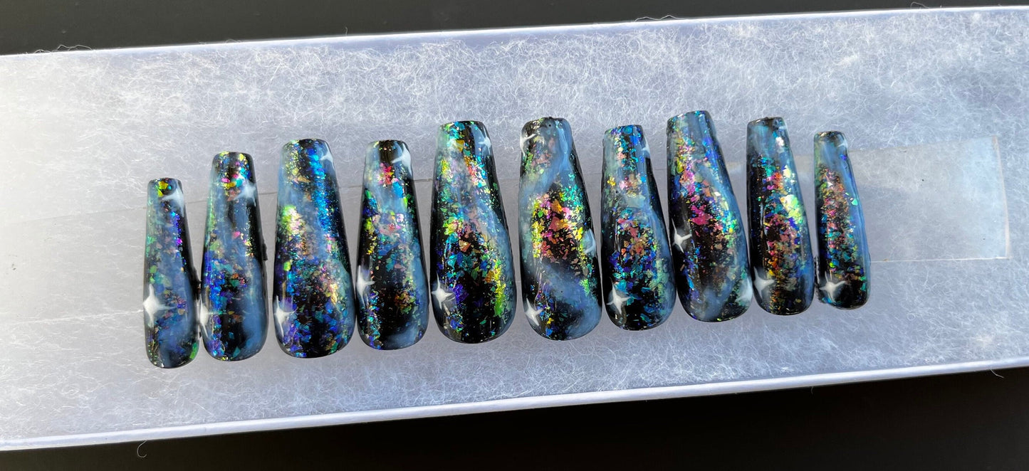 Lost in Space - Galaxy Handmade False Press-On Nail Extensions 10pcs