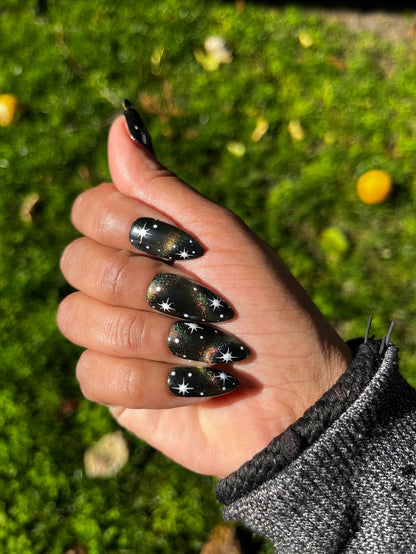 Stardust - Magnetic Rainbow Cat-Eye Galaxy Press-On Nail Extensions 10pcs