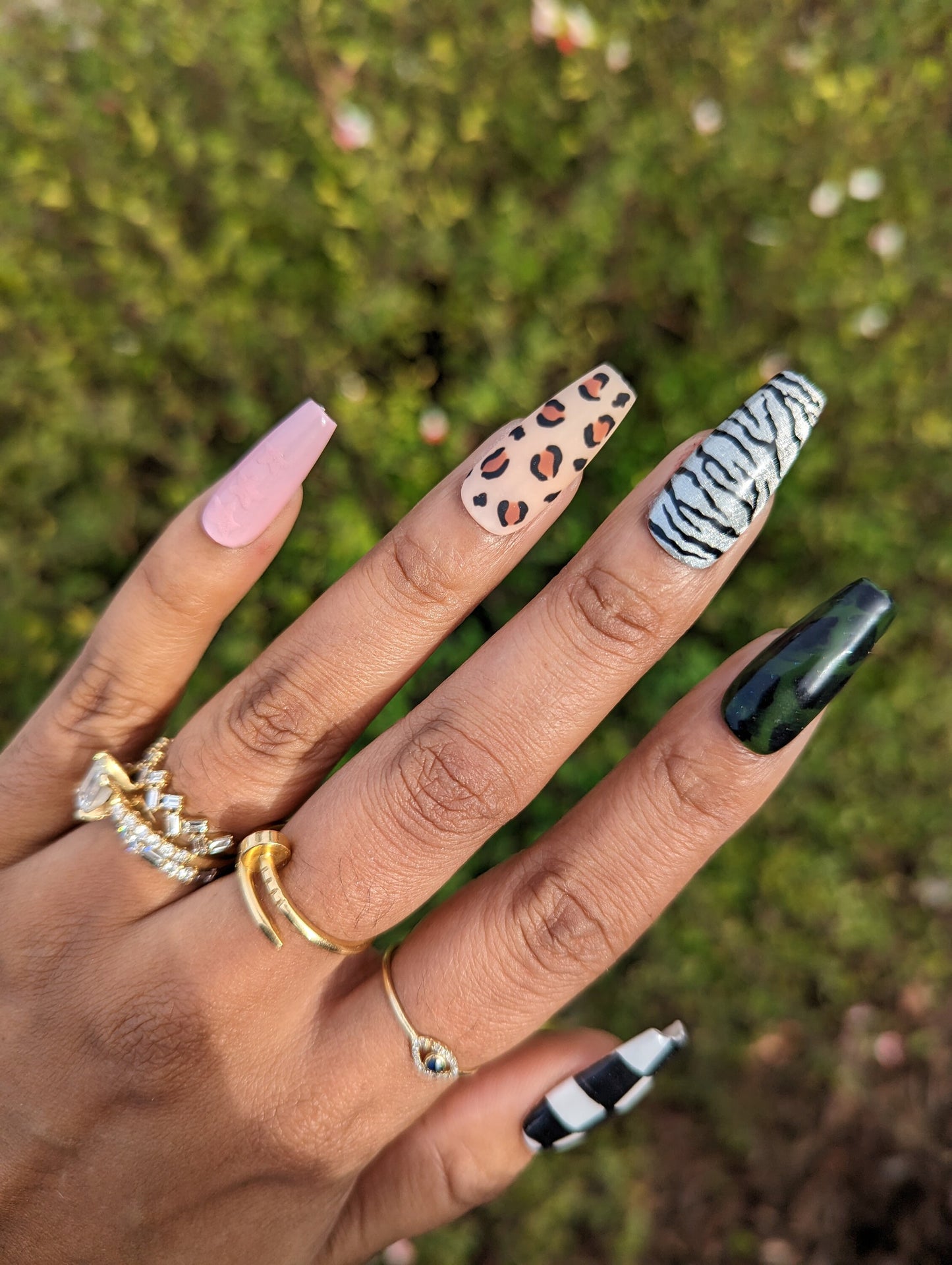 Mismatch - Animal Print and Camouflage mixed up  Press-On Nail Extensions 10pcs
