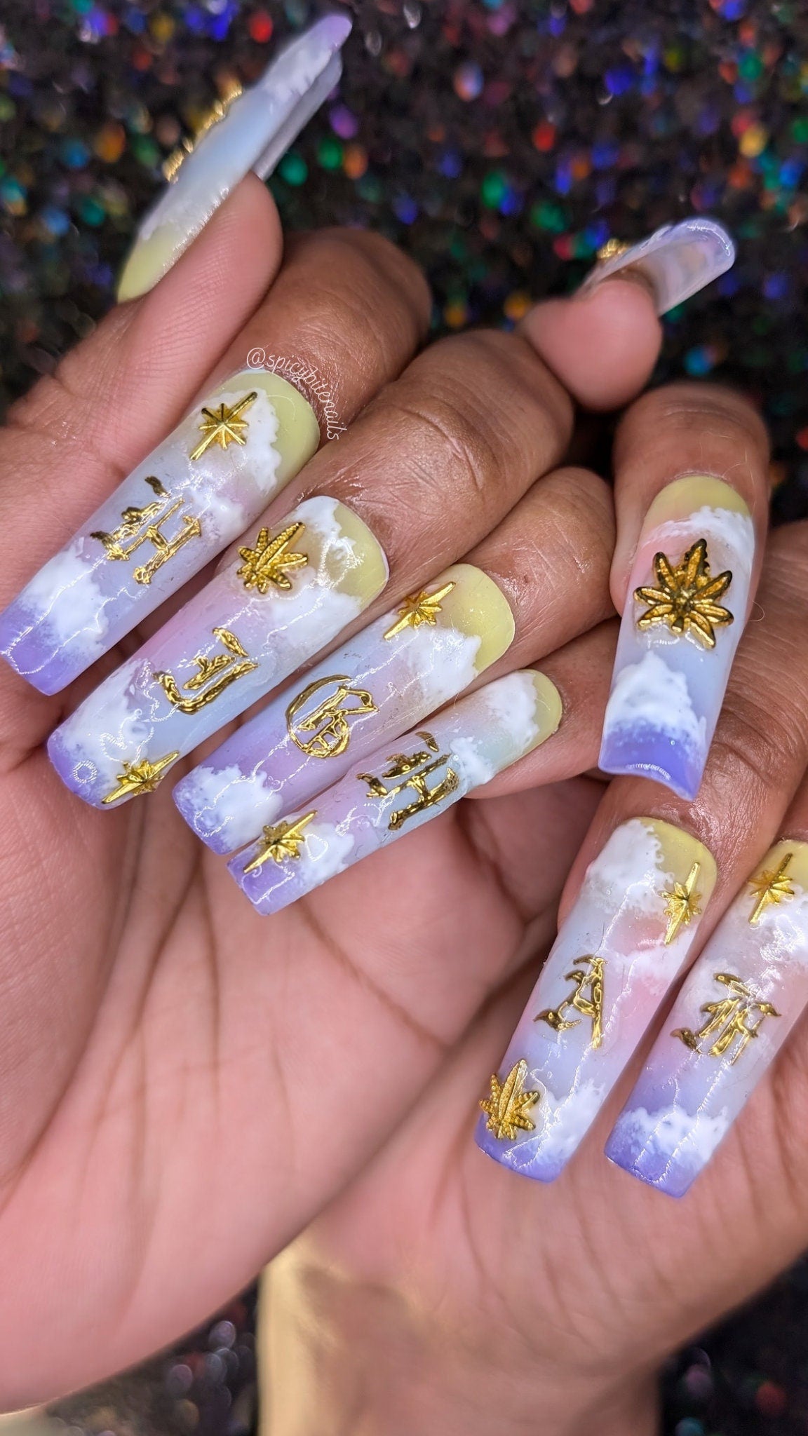 Highest in the Room - Sunset “High AF” 420 Marijuana  False Press-On Nail Extensions 10pcs