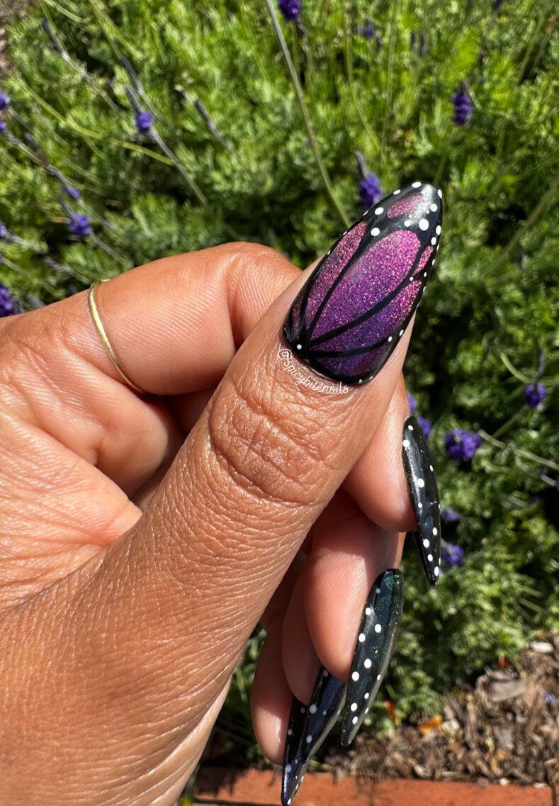 Wings 'n Things - Rainbow Cat-Eye Butterfly Wing False Press-On Nail Extensions 10pcs