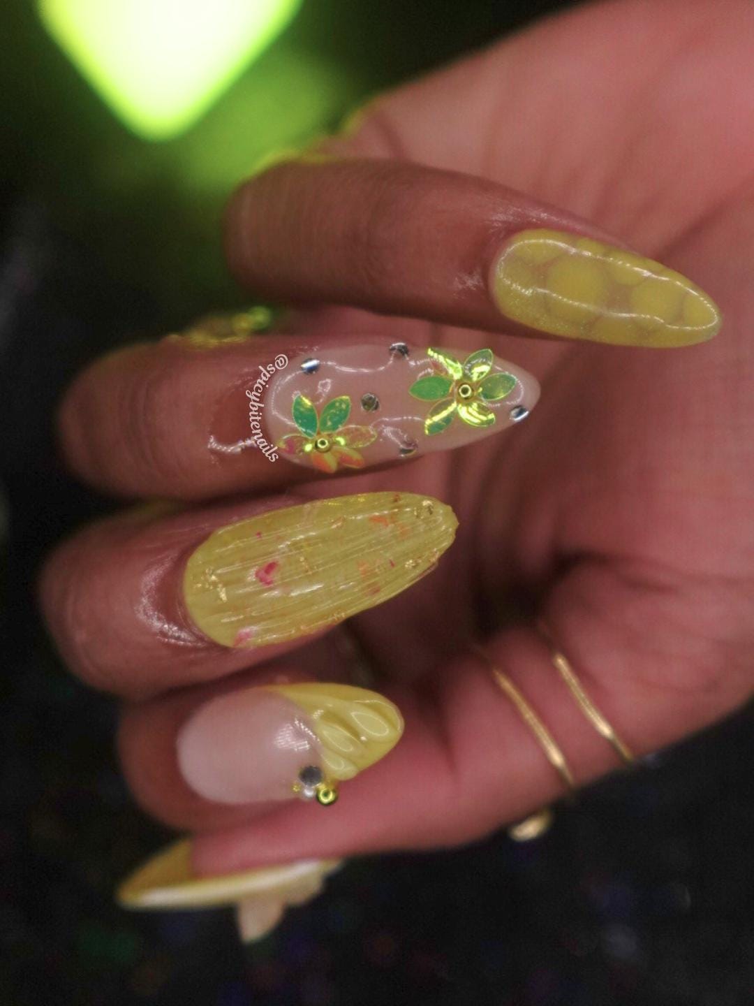 Sun Butter - Butter Yellow and Gold Summer Handmade Luxury Press-On Nails 10pcs