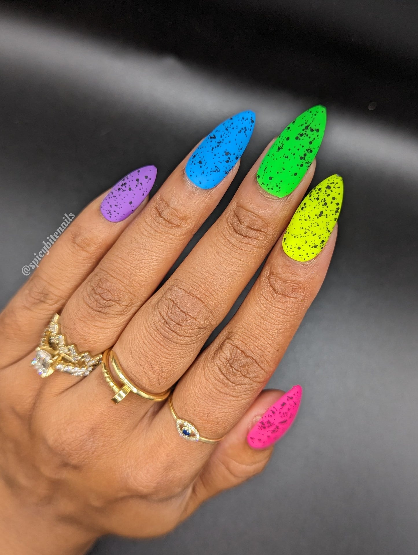 Summer of 95 - Matte Neon Speckled Rainbow Press-On Nail Extensions 10pcs