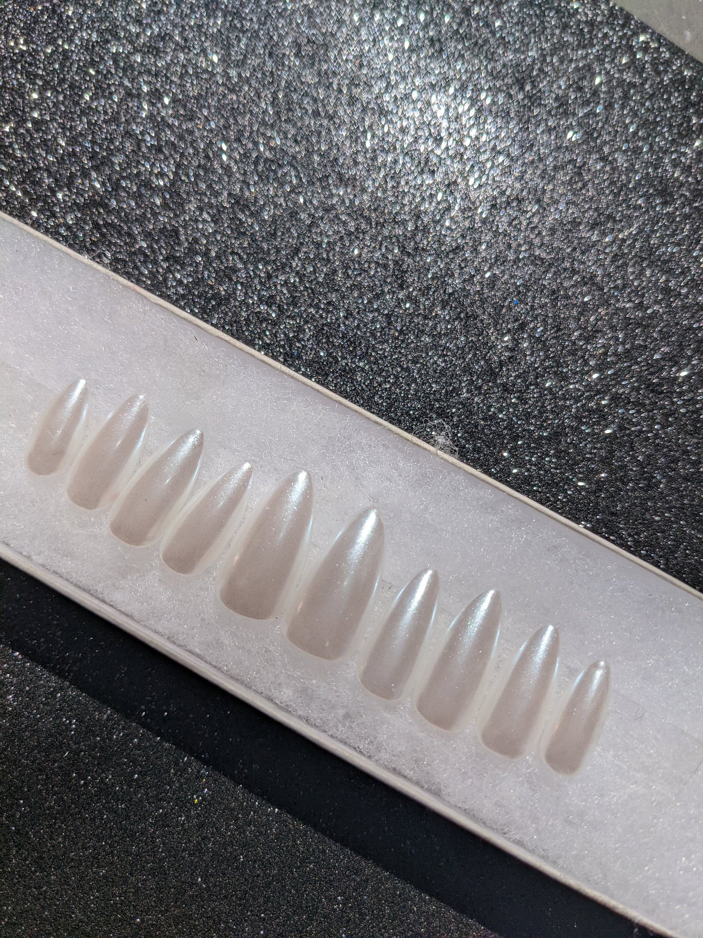 Glazed Donut Nails - White Pearl Chrome False Press-On Nail Extensions 10pcs
