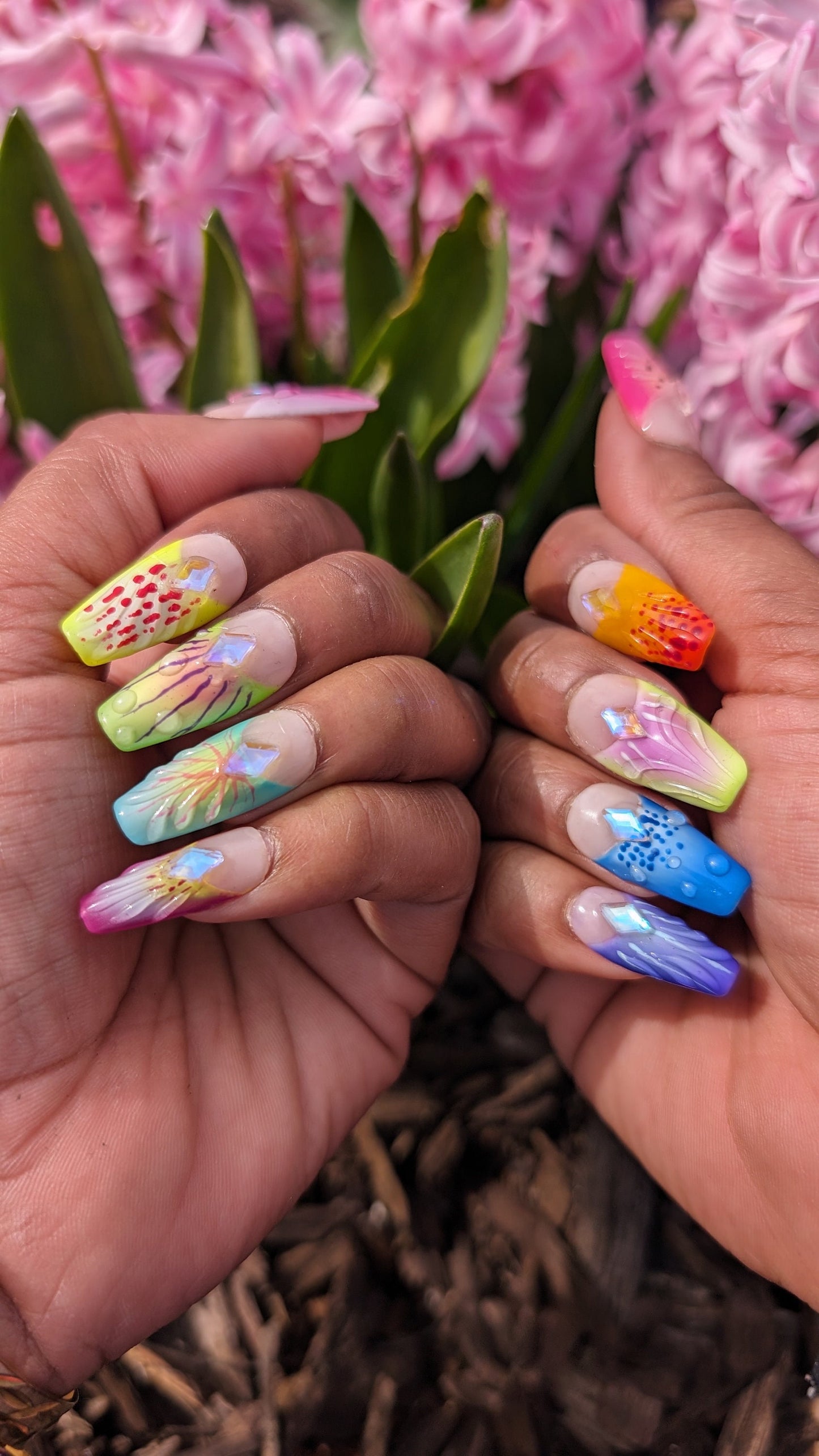 Orchid Oasis -  Orchid and Lily Flower 3D False Press-On Nail Extensions 10pcs