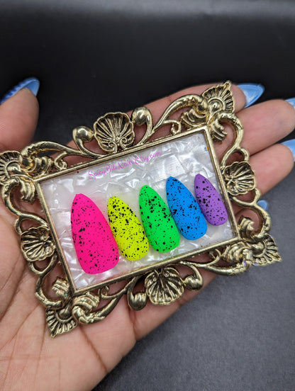 Summer of 95 - Matte Neon Speckled Rainbow Press-On Nail Extensions 10pcs