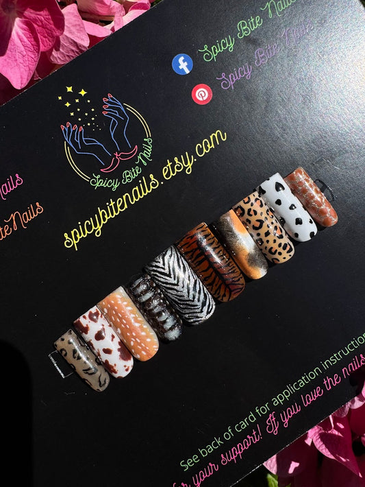 Wild Card - Mixed Animal Print Press-On Nail Extensions 10pcs