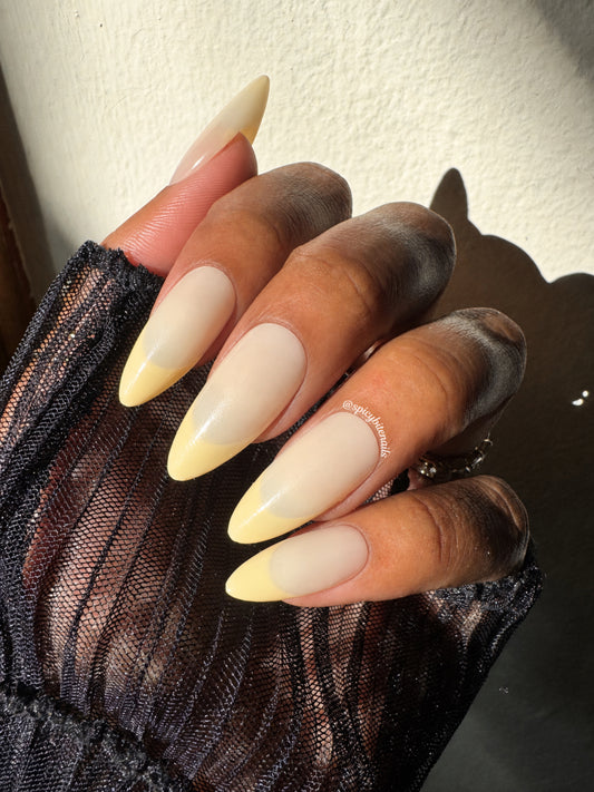 Lemon Drop - Butter Yellow Monochromatic French Tip Press-On Nail Extensions 10pcs