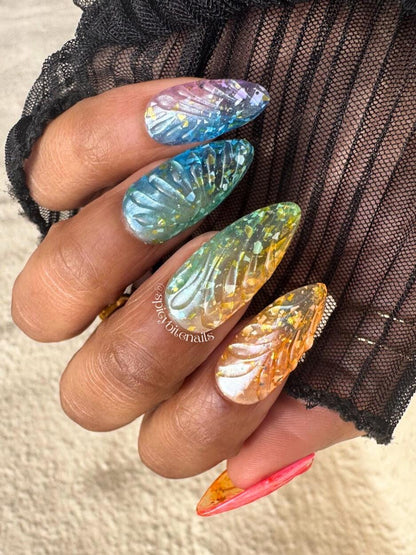Jelly Beam - Rainbow Ombre 3D Blob Sheer Jelly Press-On Nail Extensions 10pcs