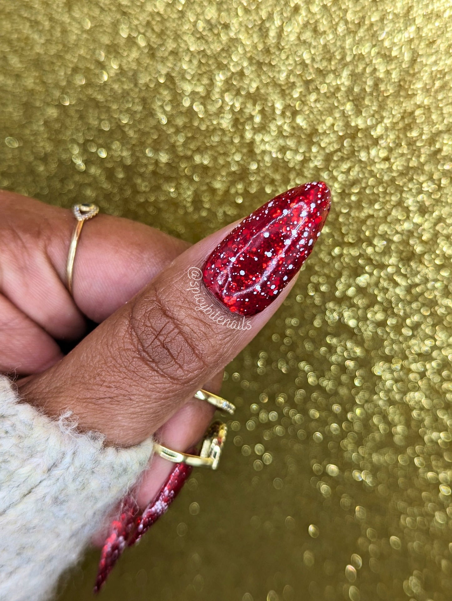 Santa Baby - Red and White Glitter Christmas False Press-On Nail Extensions 10pcs