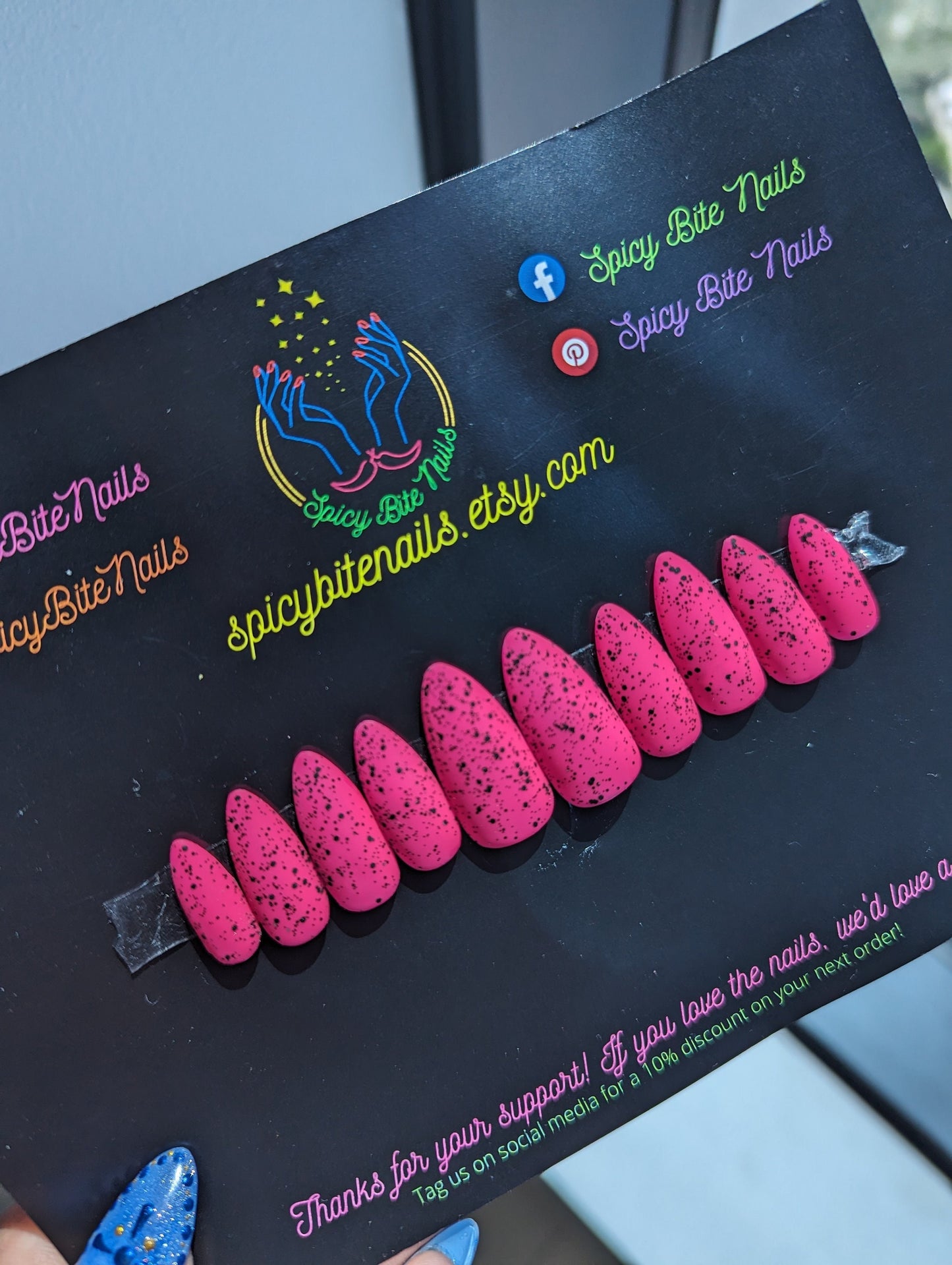 Pink Shock - Matte Speckled Neon Pink Press-On Nail Extensions 10pcs