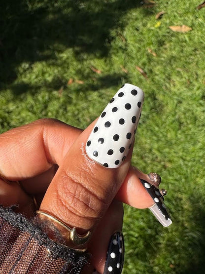 Cherry on Top - Black and White Polka Dot and Cherry Press-On Nail Extensions 10pcs