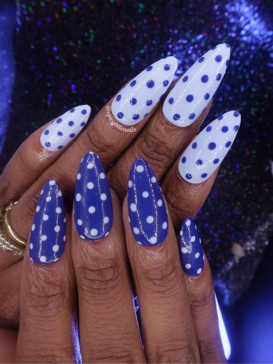 Navy Dot Club - Light and Dark Blue Polka Dot Press-on Nails 10pcs