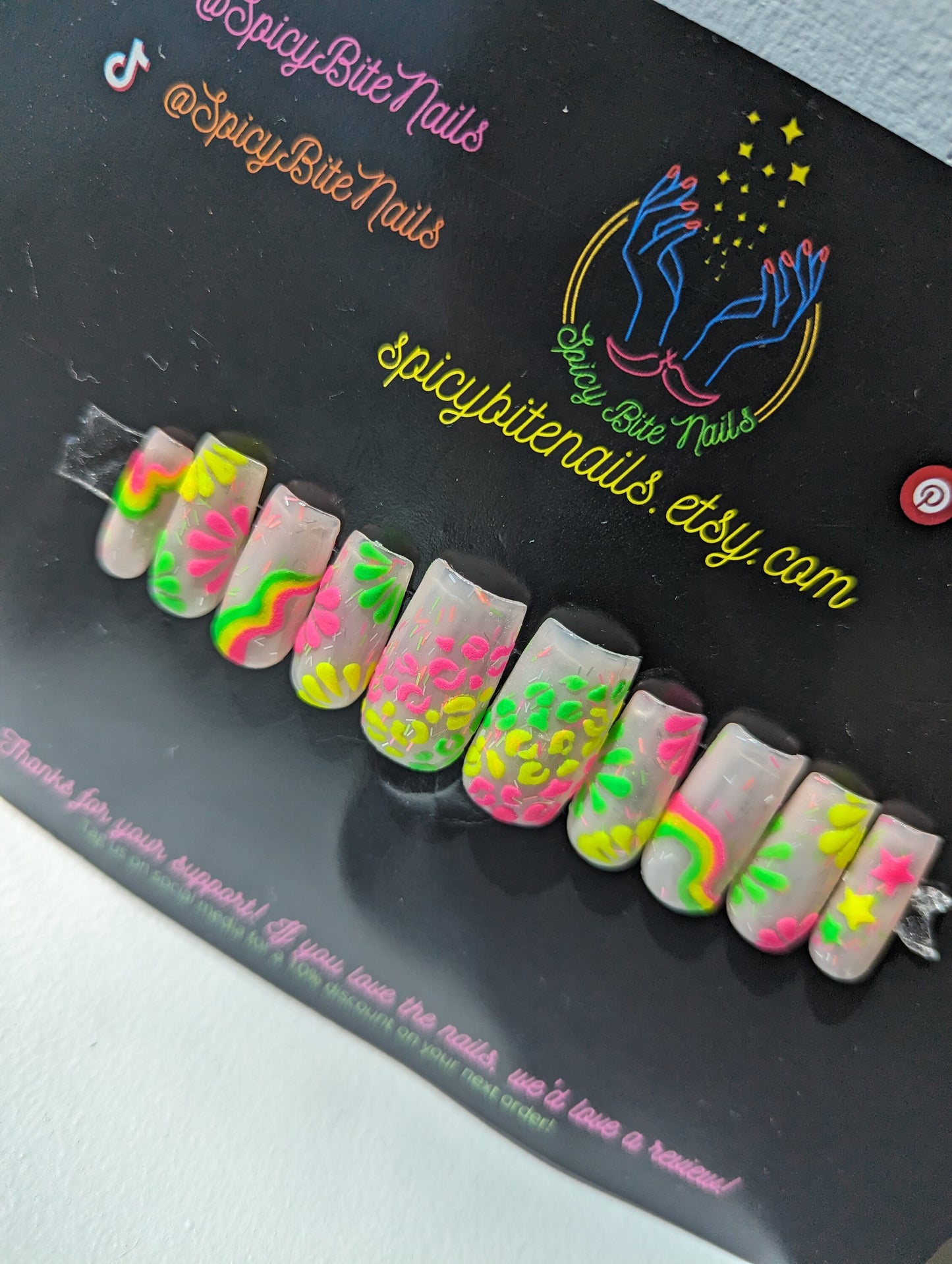 Life of the Party - Nude and Neon Rainbow Press-On Nail Extensions 10pcs