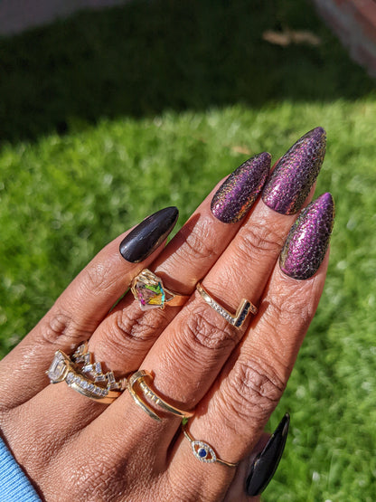 Khaleesi - Dragon scale chrome bubble False Press-On Nail Extensions 10pcs