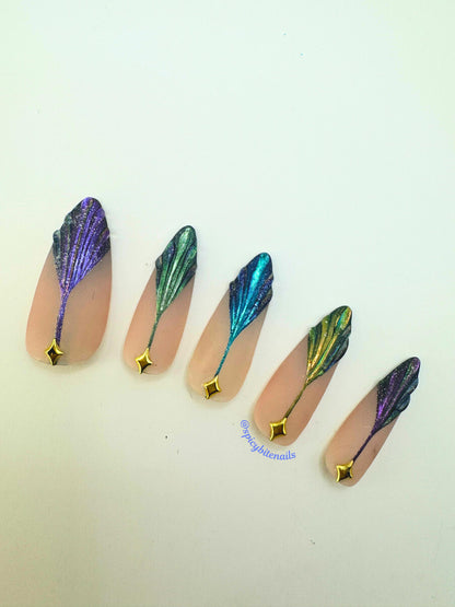 Starlight Soirée – 3D Multi-chrome Art Deco Style Press-On Nail Extensions 10pcs