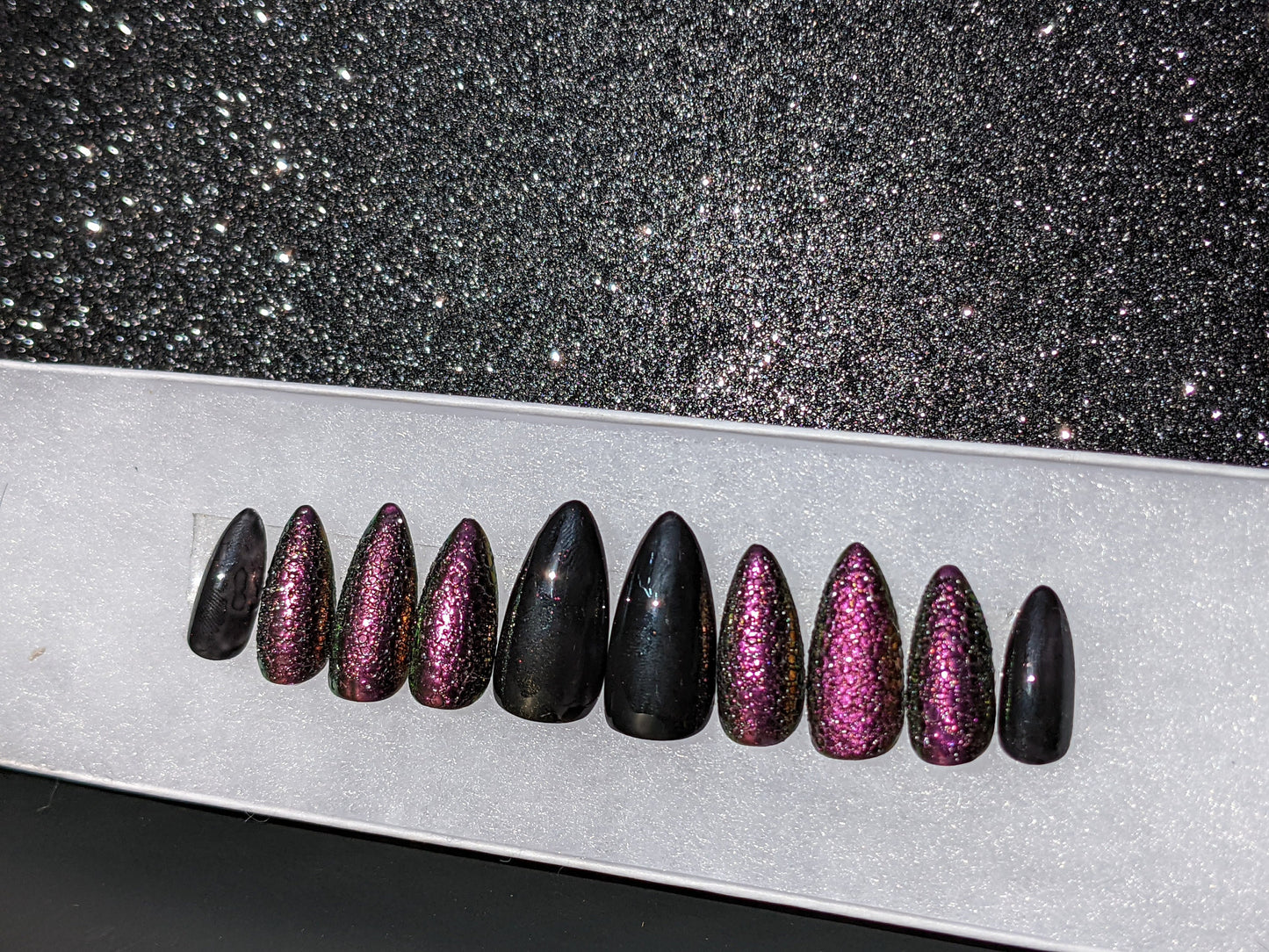 Khaleesi - Dragon scale chrome bubble False Press-On Nail Extensions 10pcs
