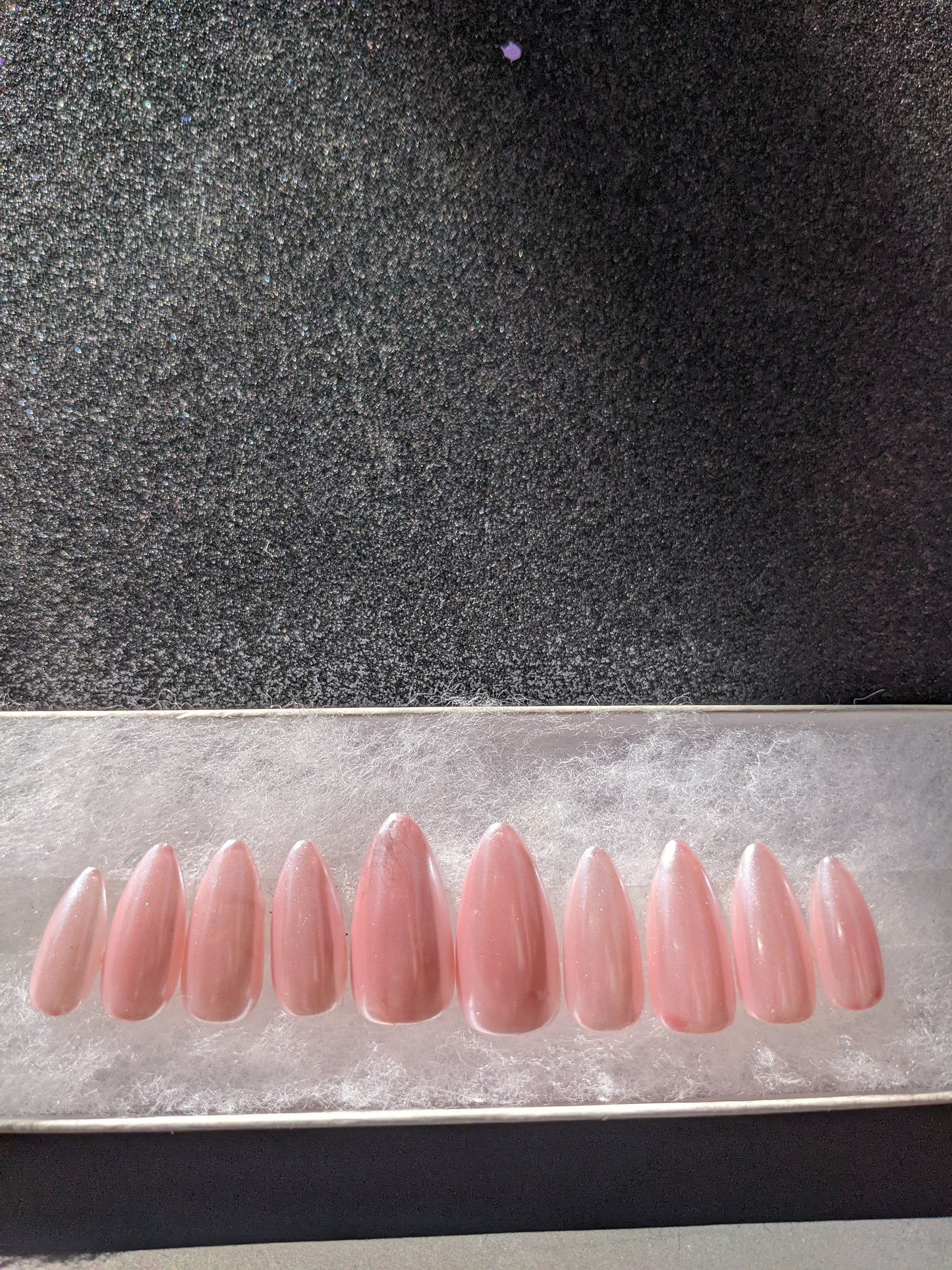 Strawberry Glazed Donut Nails - Pink Pearl Chrome False Press-On Nail Extensions 10pcs