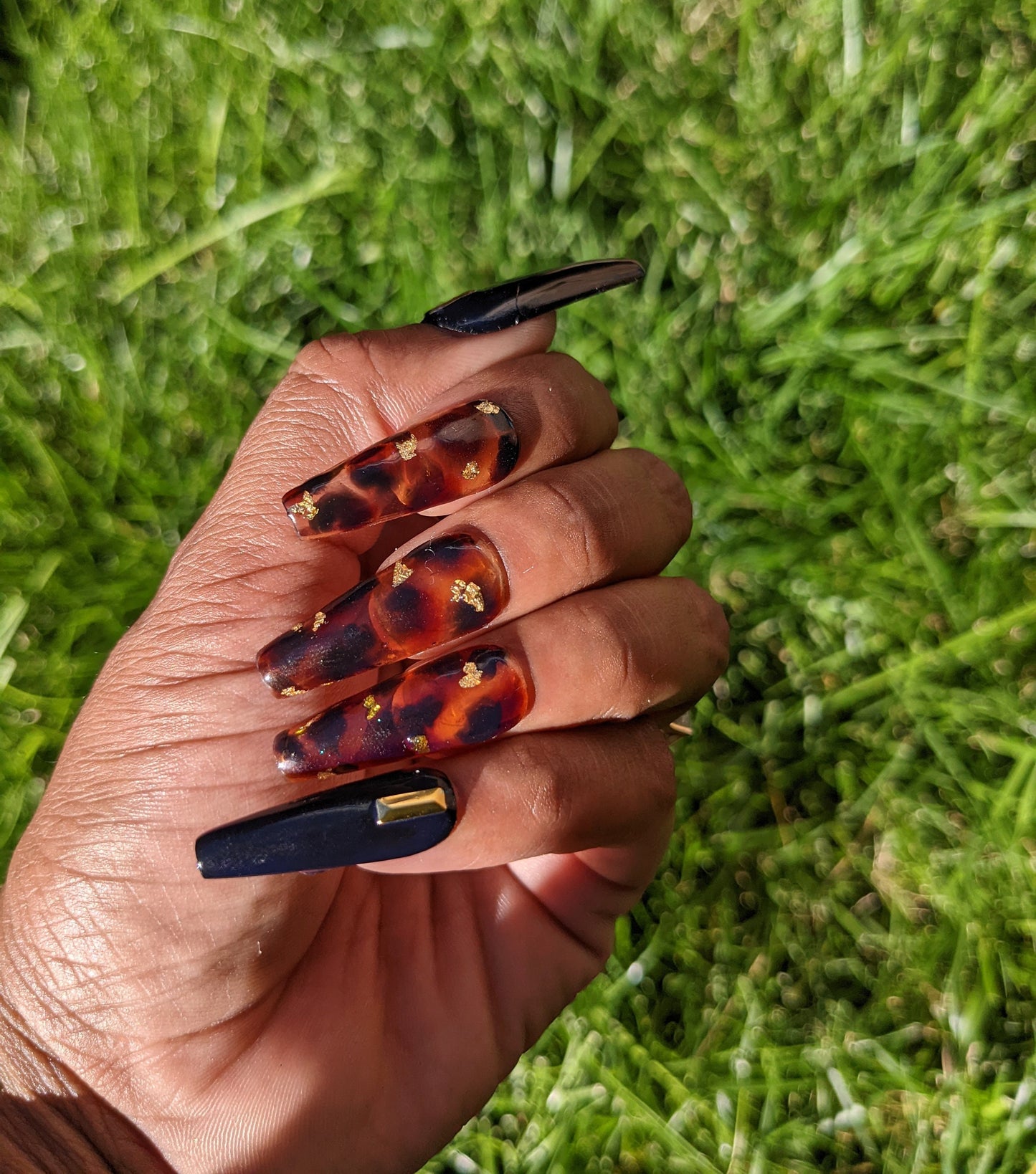 Hot Tortie - Tortoiseshell and Black False Press-On Nail Extensions 10pcs