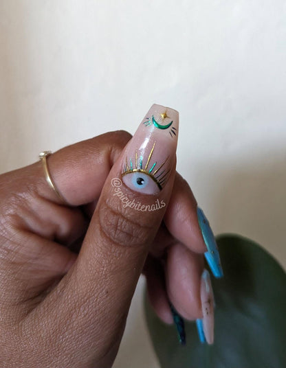 Snake Charmer - Witchy Turquoise 3D Snake Color Changing Glow in the Dark False Press-On Nail Extensions 10pcs