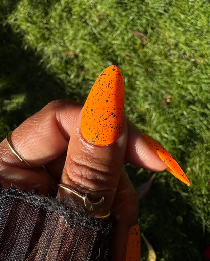 Pumpkin Pop - Matte Speckled Orange and Black Press-On Nail Extensions 10pcs
