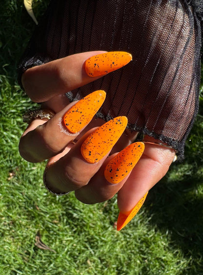 Pumpkin Pop - Matte Speckled Orange and Black Press-On Nail Extensions 10pcs